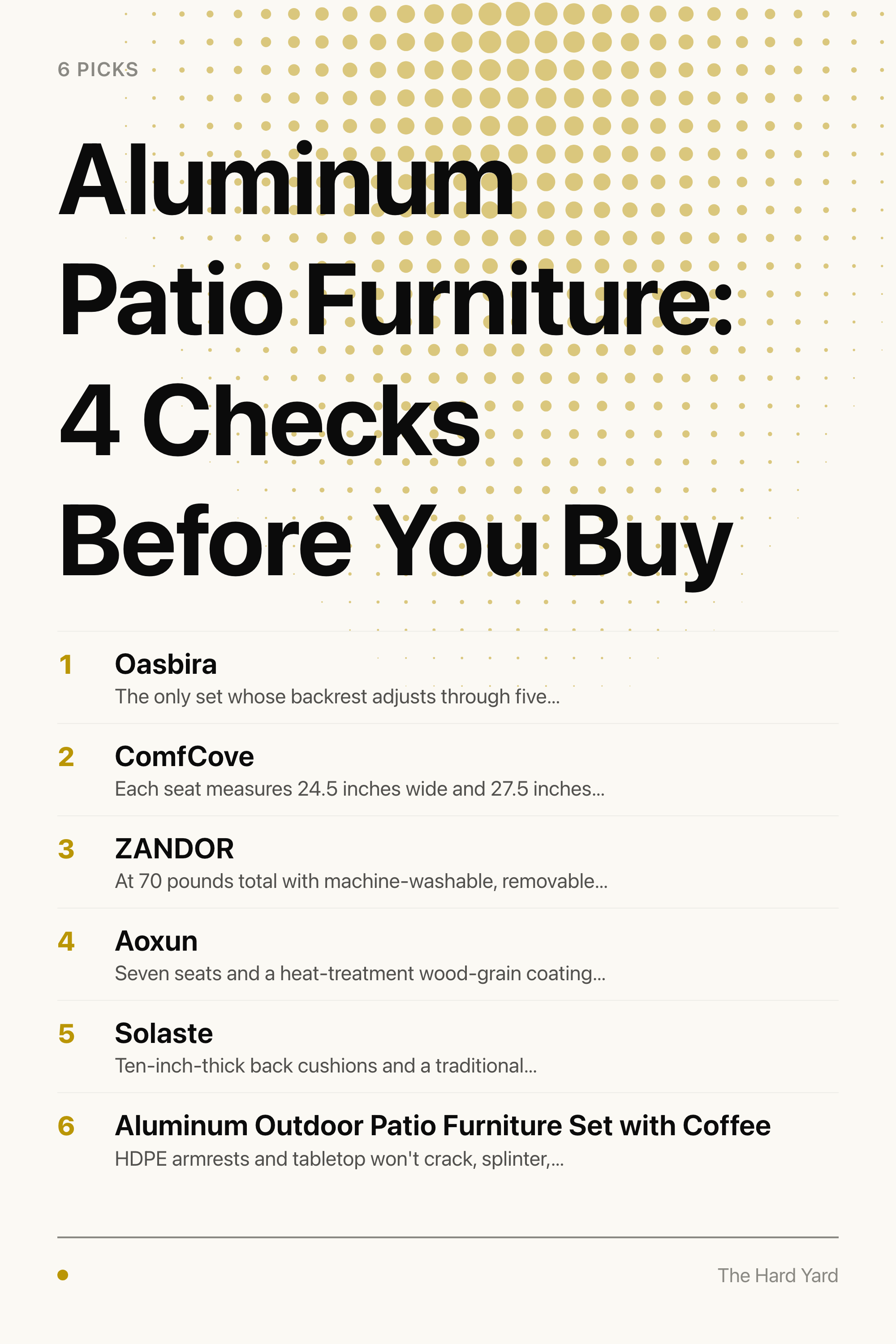 Aluminum Patio Furniture: 4 Checks Before You Buy — the picks, as a saveable list